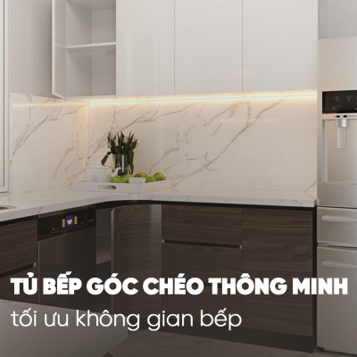 TỦ BẾP GÓC CHÉO THÔNG MINH TỐI ƯU KHÔNG GIAN BẾP